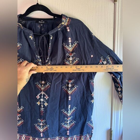 Madewell‎ Marta Folkstitch Popover Peasant Boho 3/4 Sleeve Blouse Top Size Small - Picture 6 of 9